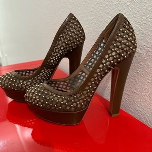 Valentino Garavani Brown Lattice Pumps - size 37 EU or 6.5 US